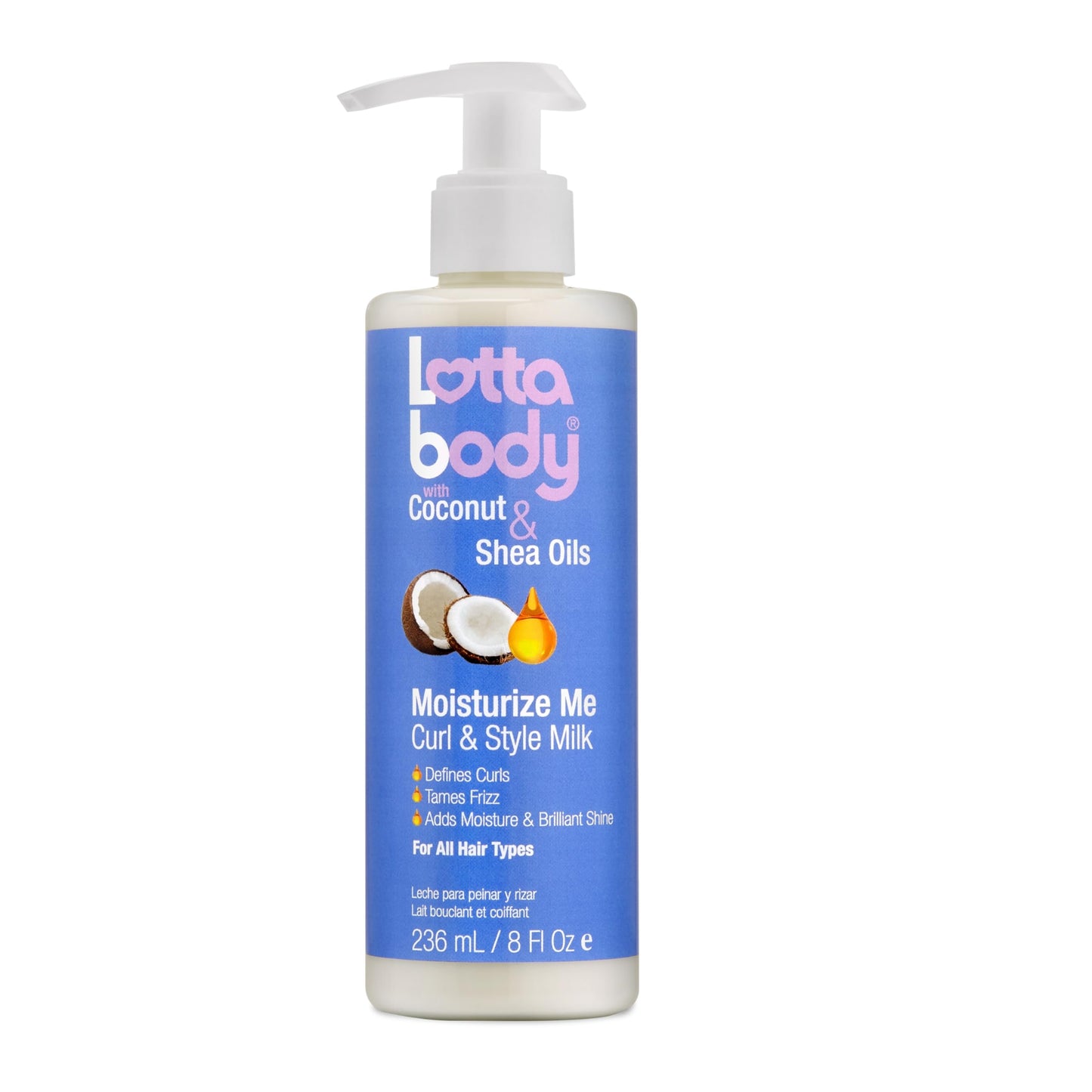 Lotta Body, Coconut Oil and Shea Moisturize Me Curl & Style Milk, Defines Curls, Anti Frizz, Adds Moisture & Shine 8 Fl Oz