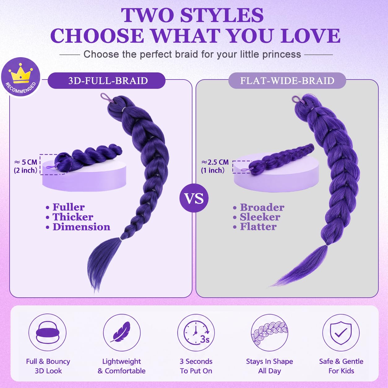 Getgal 24 inch Purple Braids Ponytail Hair Pre Braiding Hair with Tie Synthetic Purple Hair Extensions for Halloween Costume Cosplay?24inch Braids Beauty and Personal Care GetGal