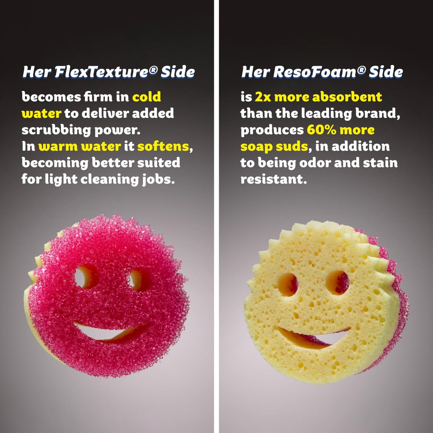 Scrub Daddy Scrub Mommy Sponges – Dual-Sided Non-Scratch Dish & Cleaning Sponges for Kitchen & Bathroom – 3 Count, Multi-Surface Safe