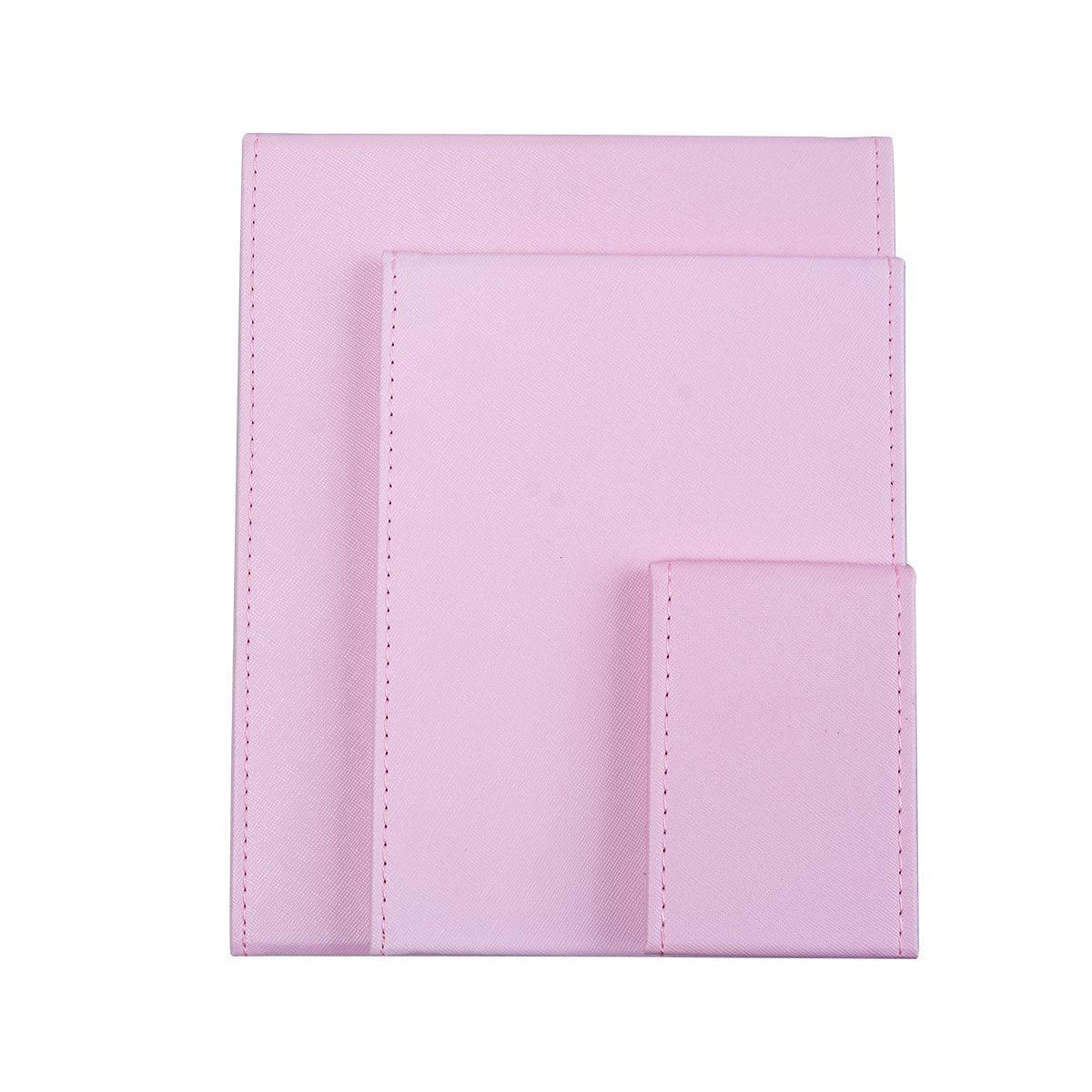 LONGSHENG - SINCE 2001 - Protable PU Leather Mirror Folding Desktop Makeup Mirror with Adjustable Stand for Personal Use,Travelling (L, Pink)