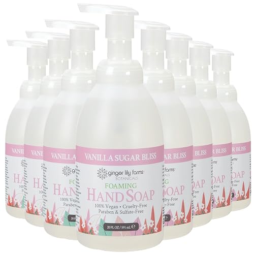 Ginger Lily Farms Botanicals All-Purpose Foaming Hand Soap Refill, 100% Vegan & Cruelty-Free, Vanilla Sugar Bliss Scent, 20 Fl Oz (Pack of 8)