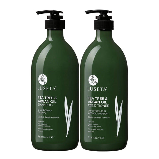 Luseta Tea Tree & Argan Oil Detangling Shampoo & Conditioner Set, 2 x 33.8 Oz
