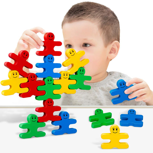 GIFT4KIDS Montessori Toys – 16pcs Wooden Building Blocks for Toddlers Ages 1-4, Stacking Sensory Toys & Birthday Gifts for Boys & Girls