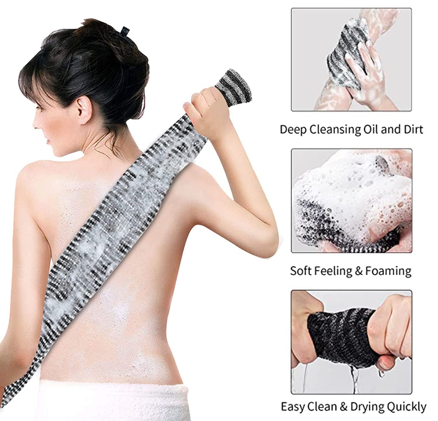 Yiclick Exfoliating Body Scrubber, Back Scrubber for Shower Bath, Japanese Scrub Wash Cloth, Exfoliating Washcloth Towel for Men Women, Body Beauty and Personal Care Yiclick