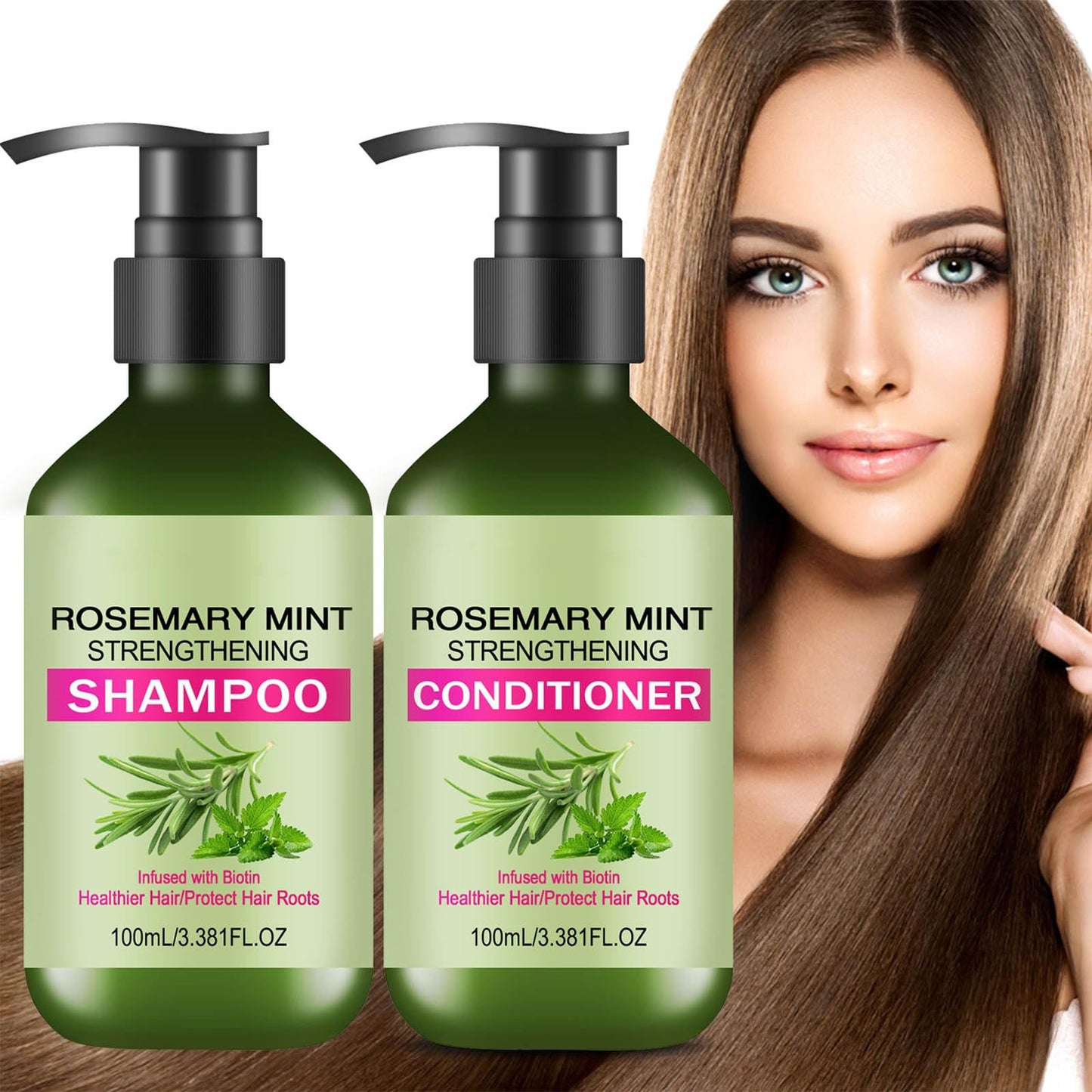 Rosemary Hair Care Shampoo & Conditioner Set, Hair Care Set for All Hair Types, Gentle Cleansing,Moisture Repair,Frizz Control,Shine Boost,Volume