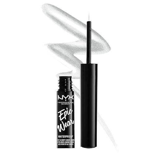 NYX PROFESSIONAL MAKEUP Epic Wear Metallic Liquid Liner, Long-Lasting Waterproof Eyeliner - Silver Metal