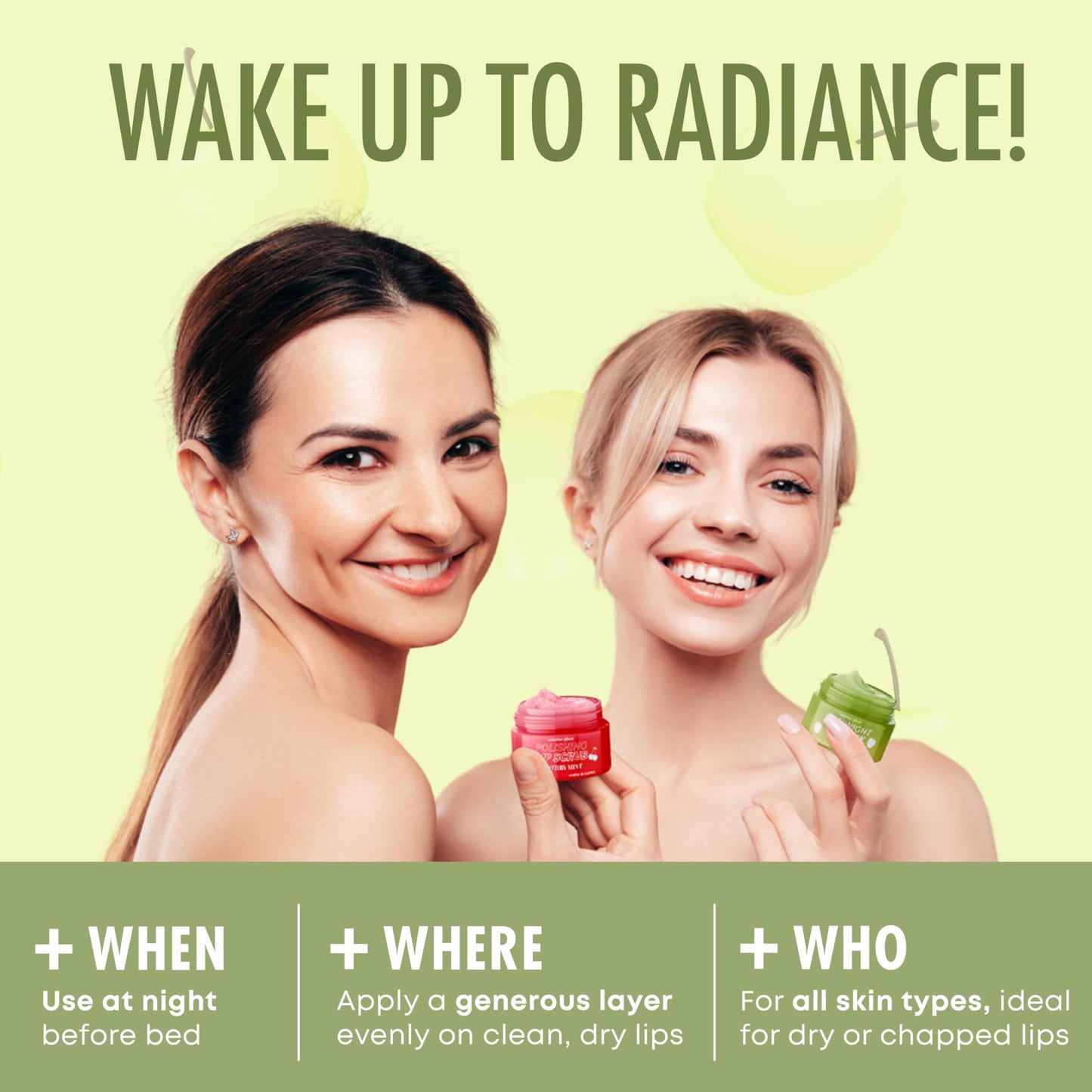 Sundae Glow Lip Mask & Scrub - Apple, Pear, Cherry & Mint - Hydrates, Exfoliates, Softens, Repairs Dry & Chapped Lips - Dermatologist Tested, Korean