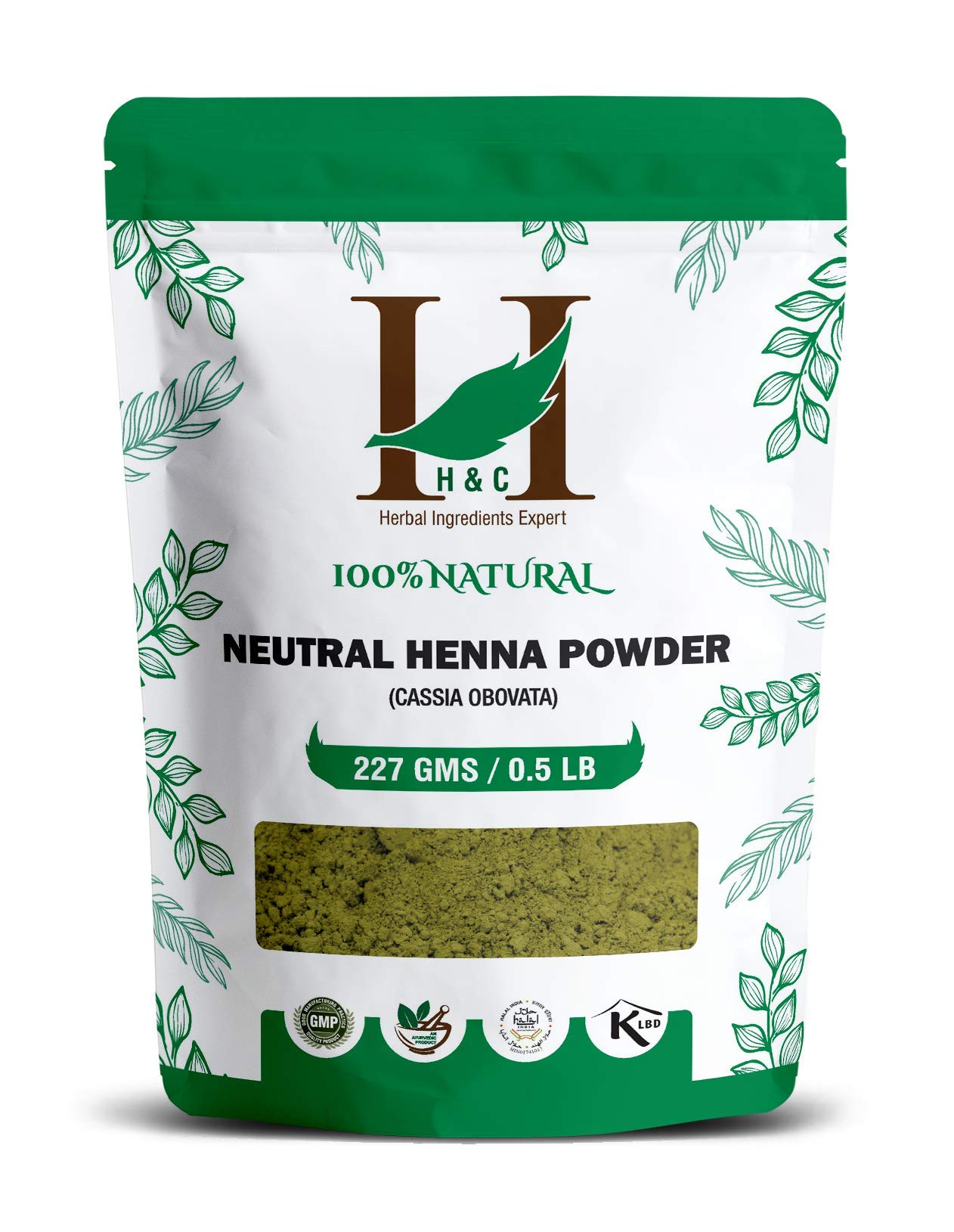 H&C 100% Pure Neutral Henna Powder/Colorless Henna/Senna Powder/Cassia Obovata (227g / (1/2 lb) / 8 ounces) For conditioning your hair without
