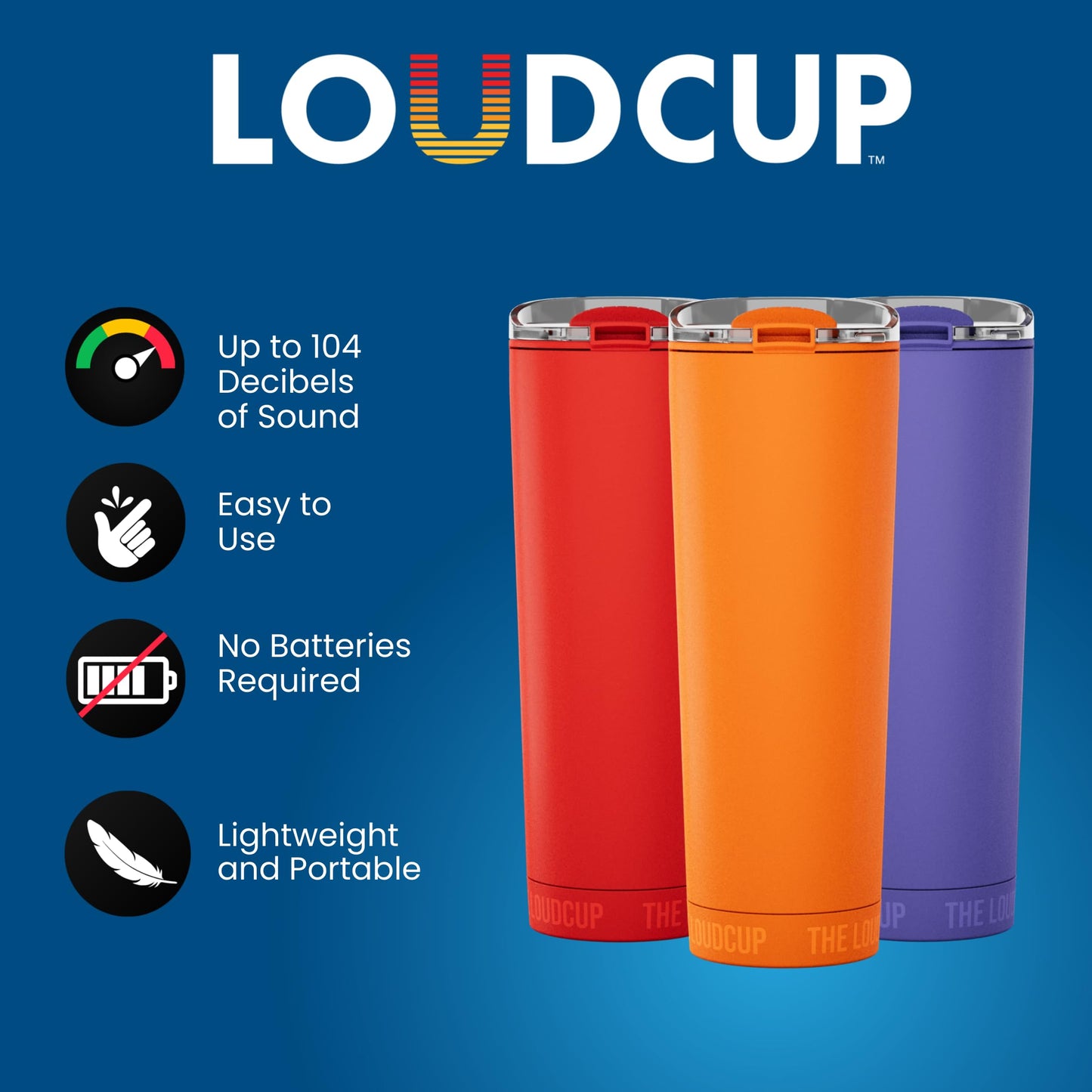 The LoudCup 23oz Reusable Water Bottle (Jet Black) | Sports Fan Cup, Football & Soccer Match Day Noise Maker, Travel Mug & Water Bottle - World’s…