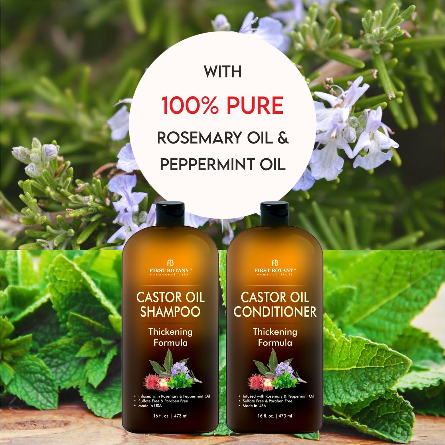 Castor Oil Shampoo and Conditioner - An Anti Hair Loss Set Thickening formula For Hair Regrowth, Anti Thinning Sulfate Free For Men & Women Anti