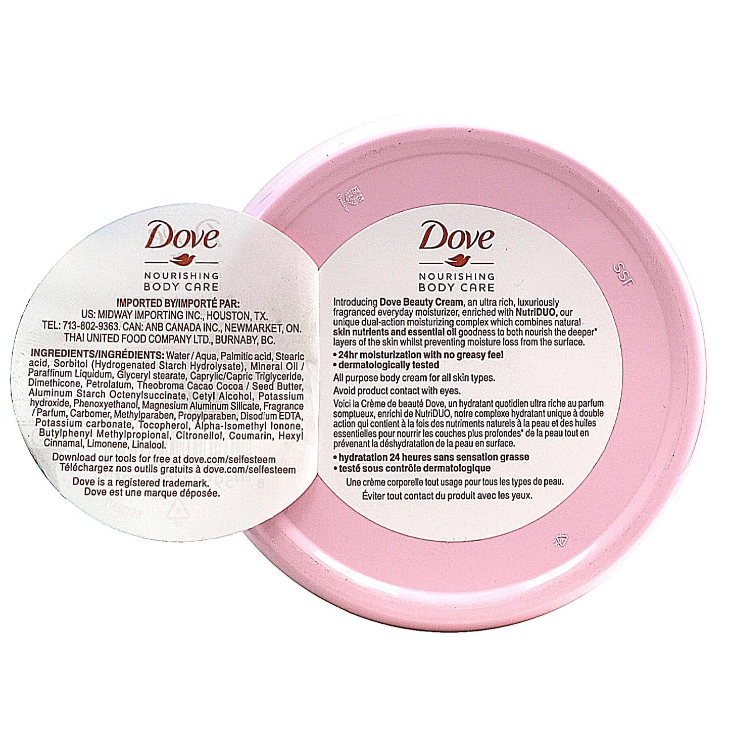 Dove Nourishing Body Care, Face, Hand, and Body Beauty Cream for Normal to Dry Skin Lotion for Women with 24-Hour Moisturization, 4-Pack, 2.53 Oz Each