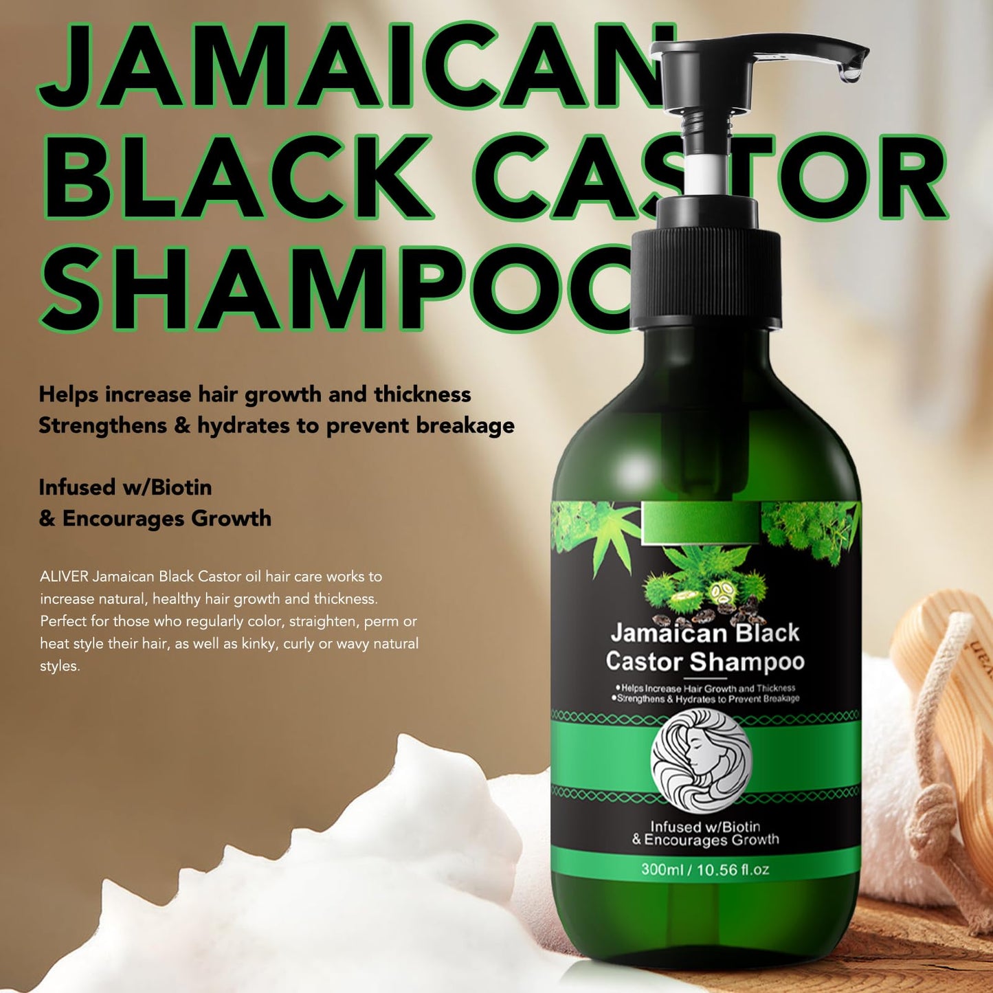 Jamaican Pure Cold Pressed Black Castor Oil Shampoo and Growth Set - 10.56 fl.oz Strengthen and Restore Shampoo for Damaged Hair