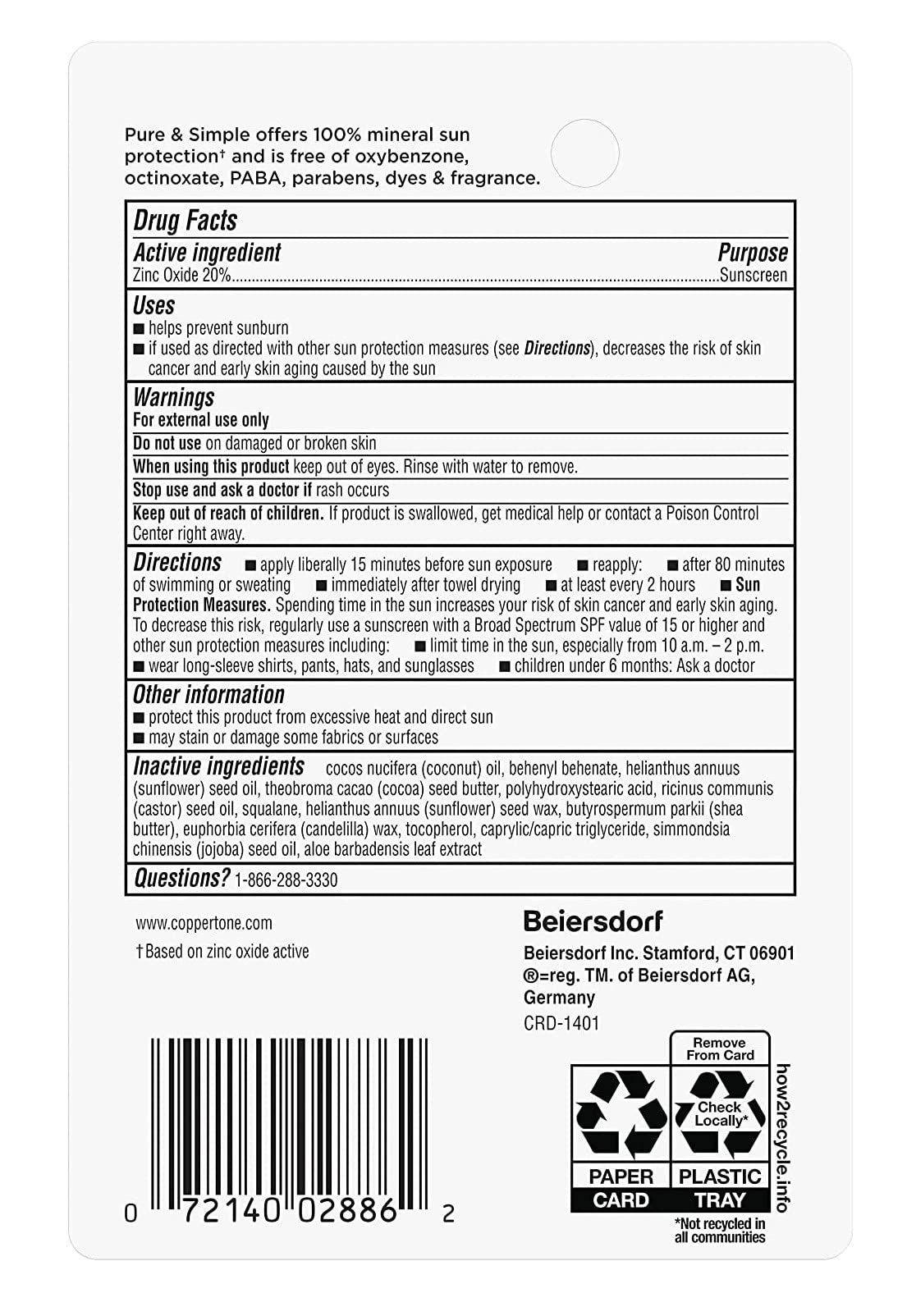 Coppertone SPF#50 Waterbabies Pure & Simple Stick 0.49 Ounce (Pack of 2)