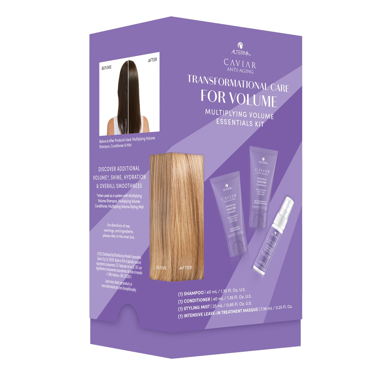 Alterna Haircare CAVIAR Anti-Aging Multiplying Volume Travel Kit - Shampoo, Conditioner, Styling Mist | For Fine, Thin Hair | Light Hold | Sulfate