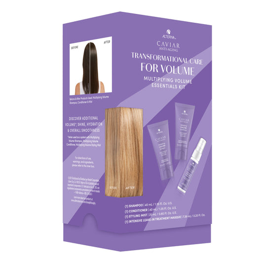 Alterna Haircare CAVIAR Anti-Aging Multiplying Volume Travel Kit - Shampoo, Conditioner, Styling Mist | For Fine, Thin Hair | Light Hold | Sulfate