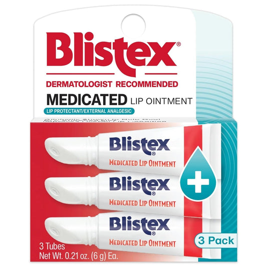 Blistex Medicated Lip Ointment, 0.21 Ounce Tube, Relieves Cold Sores & Helps Heal Dry Chapped Lips, Pain Relief from Lip Sores & Blisters, Healing