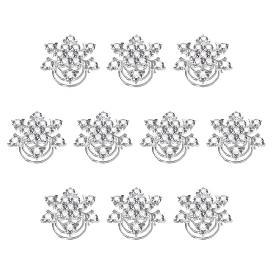 Lurrose 10pcs Spiral Hair Clips Crystal Spiral Hairpins Snowflake Hair Clips Crystal Hair Accessories for Women Bridesmaid Girls Bride