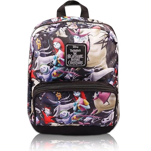 Fast Forward New York Disney Nightmare Before Christmas Mini Backpack for Women -- Canvas Purse Shoulder Bag Adults, Teens-Include Plastic bottle