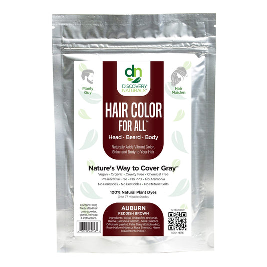 Auburn Reddish Brown Henna Hair Color For All Kit | 100% All Natural Hair Dye & Beard Dye Powder Kit Organic, Herbal & Vegan Chemical & Cruelty Free