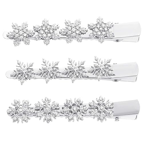 Christmas Snowflake Hair Pin Hairpin Sparkling Rhinestone Winter Snowflake Alligator Hair Clip Xmas Holiday Party Hair Barrette Hair Accessories