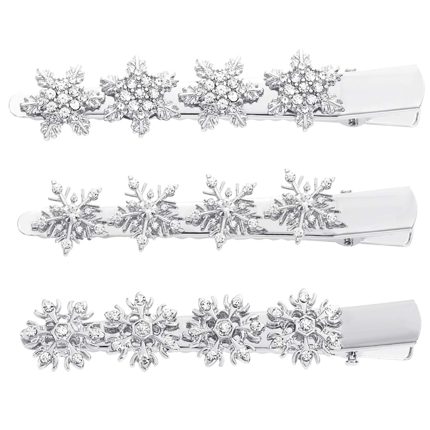 Christmas Snowflake Hair Pin Hairpin Sparkling Rhinestone Winter Snowflake Alligator Hair Clip Xmas Holiday Party Hair Barrette Hair Accessories