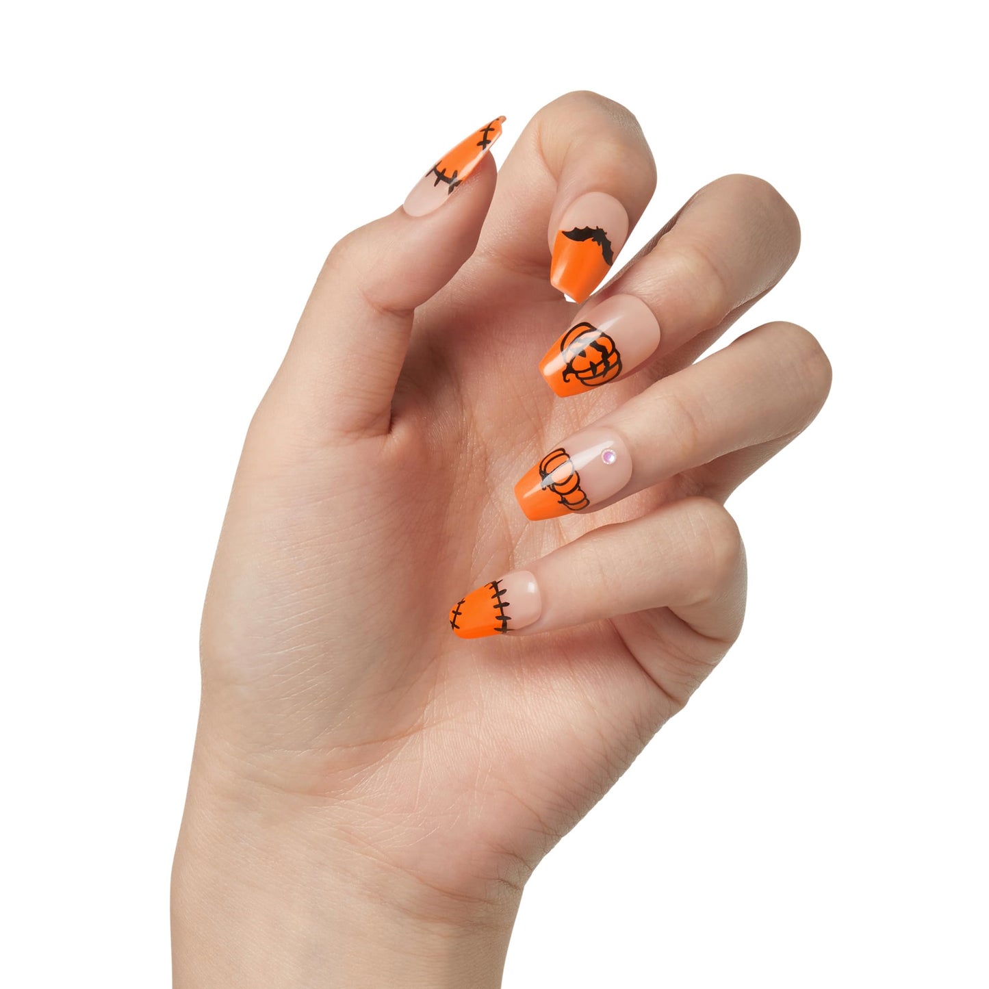 KISS imPRESS Press-On Manicure Halloween, Orange, Medium Length, Coffin Shape, PureFit Technology, Chip Proof, Smudge Proof, Waterproof, Prep Pad Beauty & Personal Care imPRESS