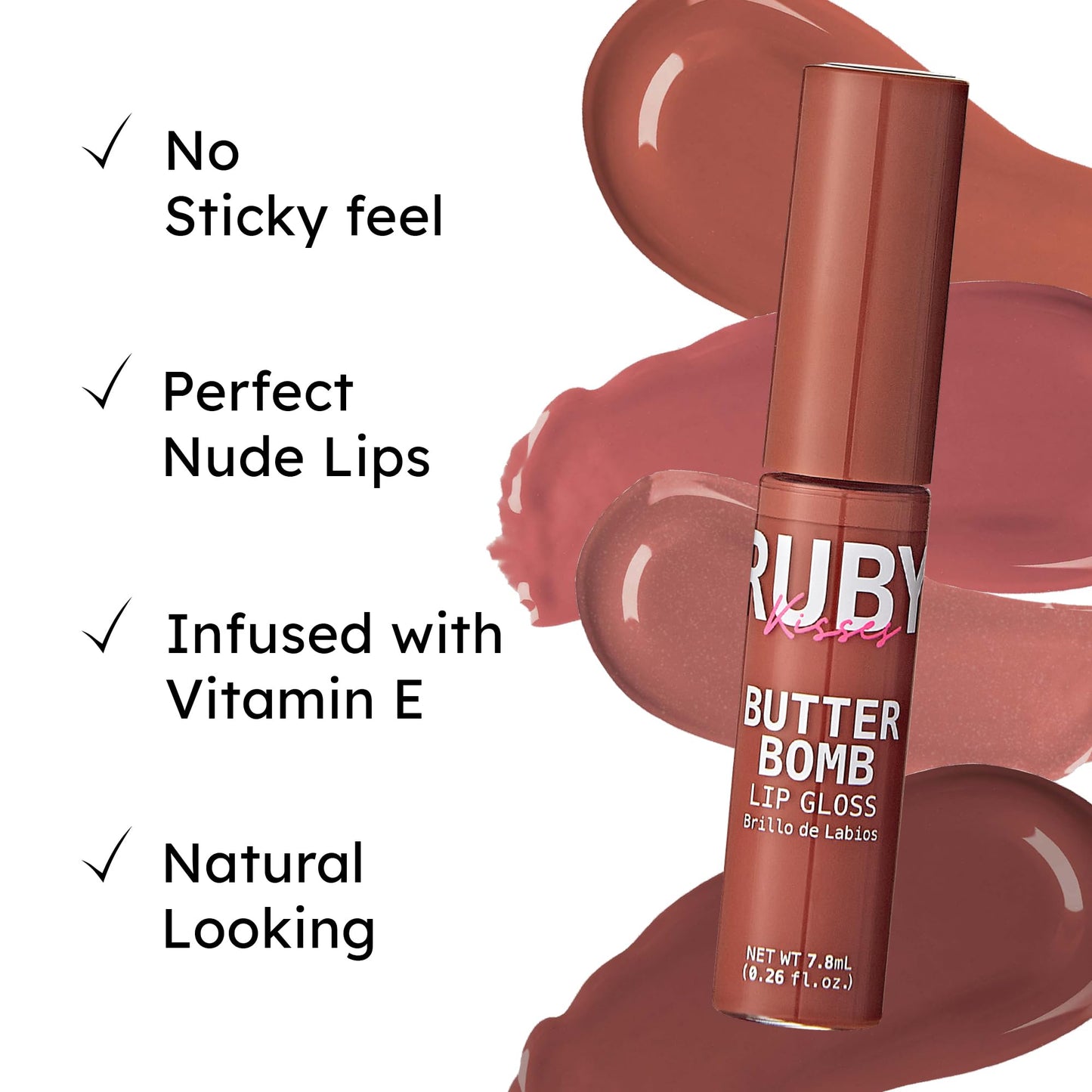 Ruby Kisses Butter Bomb Lip Gloss, High-Shine Non-Sticky Hydrating Plumping