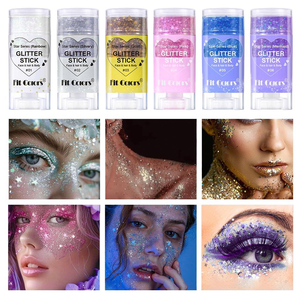Body Glitter Stick,Sparkling Face Hair Glitter,Mardi Gras Accessories,Singer Concert Festival Rave Outfit for Women,Mermaid Sequins Chunky Glitter Beauty and Personal Care Angels Beauty
