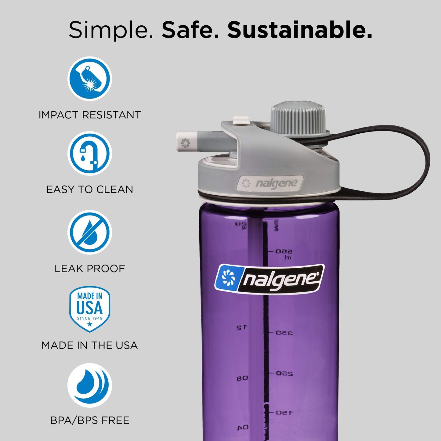 Nalgene Sustain Tritan BPA-Free MultiDrink Water Bottle Made with Material Derived from 50% Plastic Waste (using ISCC certified mass balance), 20 OZ…