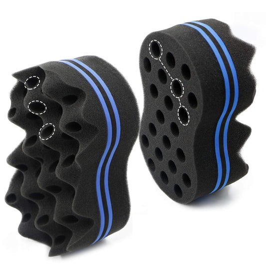 RioRand Hair Sponge Magic Barber Twist Curl Brush Sponge Dreads Locking Afro Coil Comb?Black 2 Count (Pack of 1))