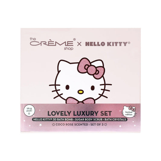 The Crème The Crème Shop x Hello Kitty Lovely Luxury Spa, Gifts For Her, Bath Essentials - Bath Bomb, Bath Crystal & Sugar Scrub (Cocoa Rose Scent) Beauty & Personal Care The Crème Shop