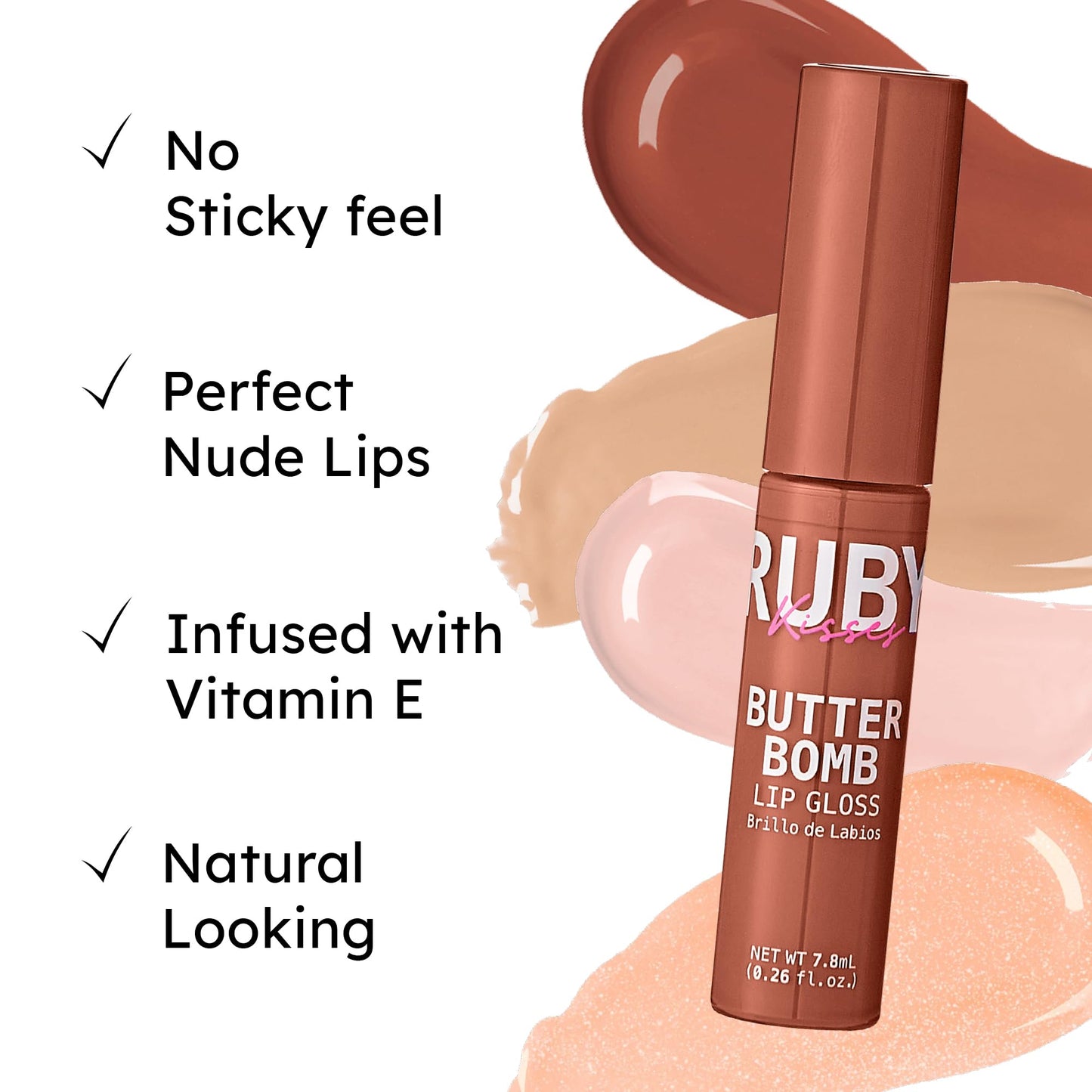 Ruby Kisses Butter Bomb Lip Gloss, High-Shine Non-Sticky Hydrating Plumping