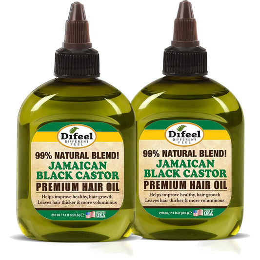 Difeel Premium Natural Jamaican Black Castor Hair Oil 7.1 oz (PACK OF 2) - Jamaican Black Castor Oil for Hair Growth
