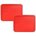 Pyrex 7212-PC 11-Cup Red Food Storage Replacement Lid (2-Pack) - Made in USA