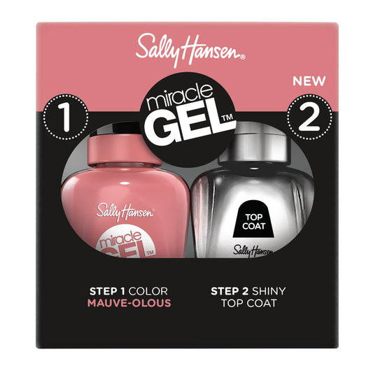 Sally Hansen Miracle Gel™, Mauve-olous and Shiny Top Coat Duo, Long Lasting, Gel-Like Formula, No UV Lamp Needed, Nail Polish Duo Beauty & Personal Care Sally Hansen