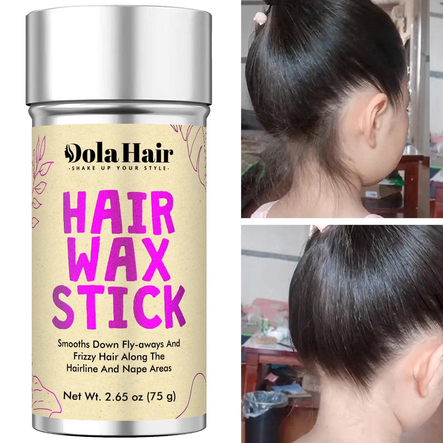 Dolahair Hair Wax Stick for Flyaways, Smoothing, and Slick Back - Hair Pomade for Women and Kids (2 Pack)