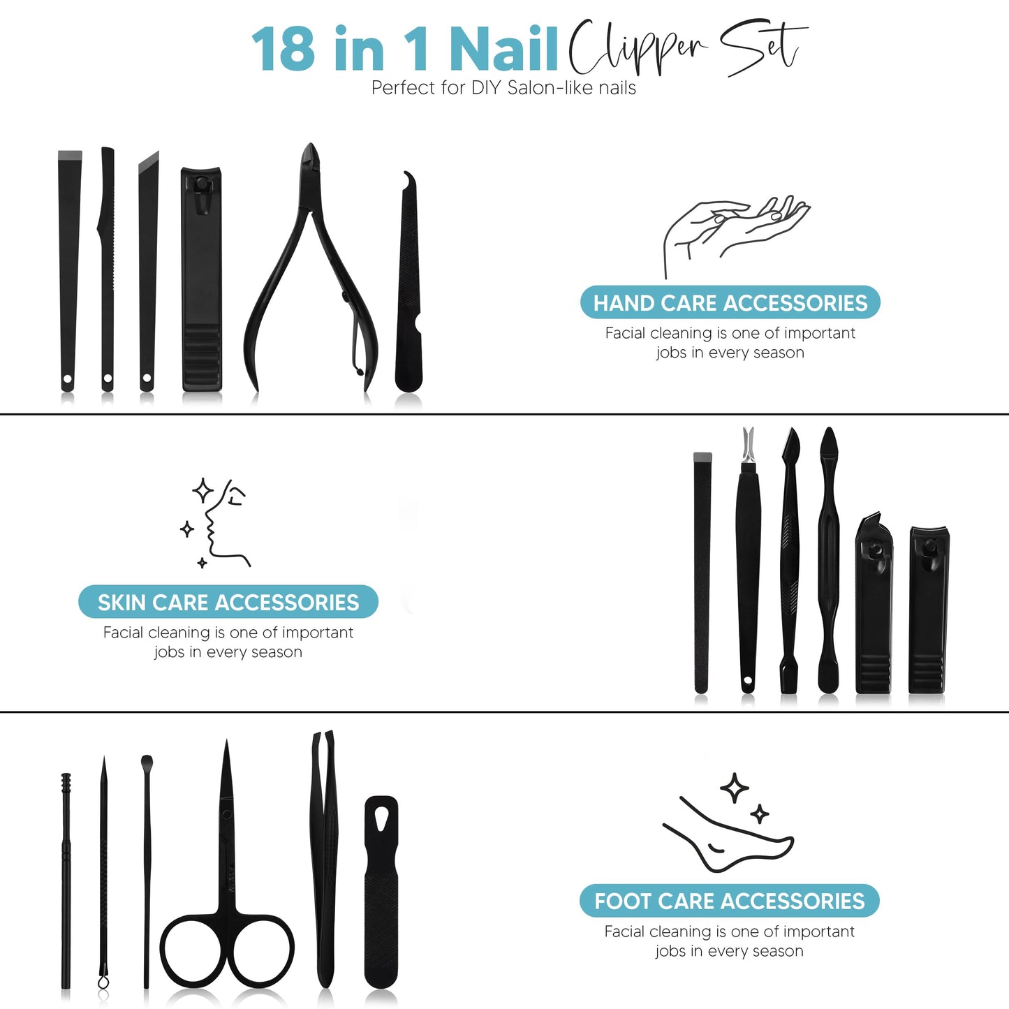 Utopia Care - Manicure Kit for Women and Men, Manicure Set with Nail Clippers or Nail Kit Includes Fingernail & Toenail Clippers,18-Pcs Pedicure Kit Beauty and Personal Care Utopia Care