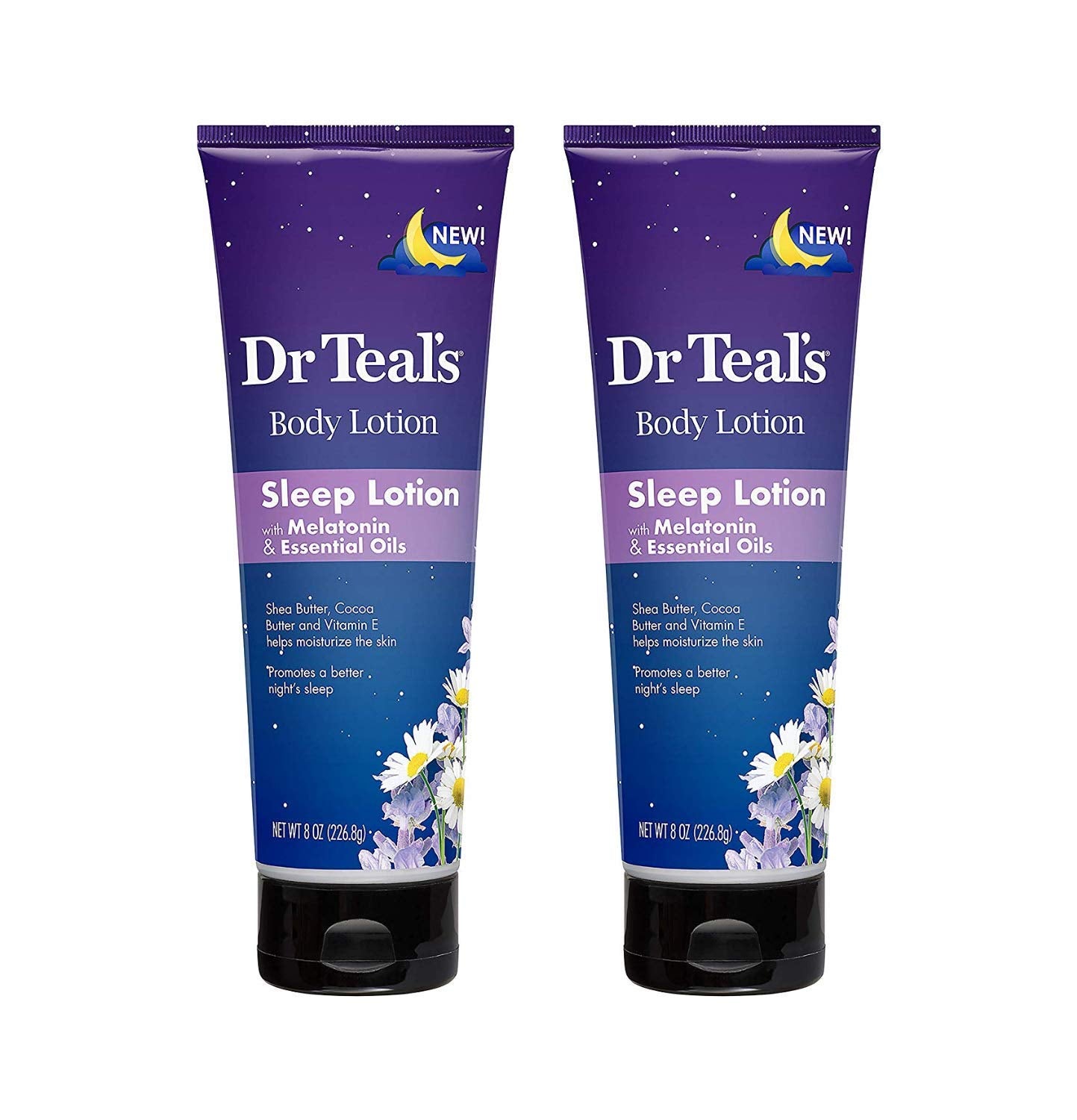 Dr Teal's Melatonin Sleep Lotion Gift Set (2 Pack, 8 oz ea.) - Nighttime Therapy Body Lotion Combines Shea & Cocoa Butter to Nourish and Protect Skin