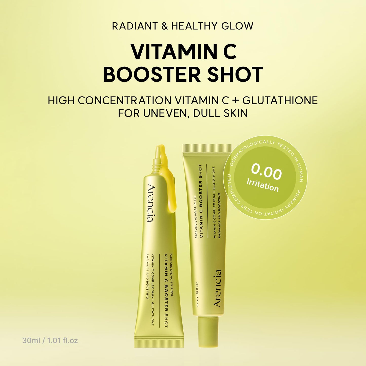 Arencia Vitamin C Booster Shot Serum with Glutathione, Niacinamide and Vitamin E for Dark Spot Care, Fine Lines & Wrinkles, Glass Skin, Korean Beauty and Personal Care ARENCIA