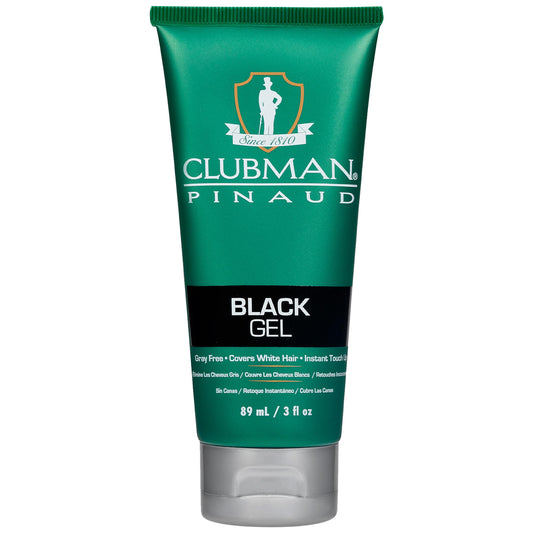 Clubman Pinaud Black Styling Gel - Grey-Free Hair Gel for Men, Instant Touch-Up White Hair Coverage & Flexible Hold, Unscented, 3 fl oz