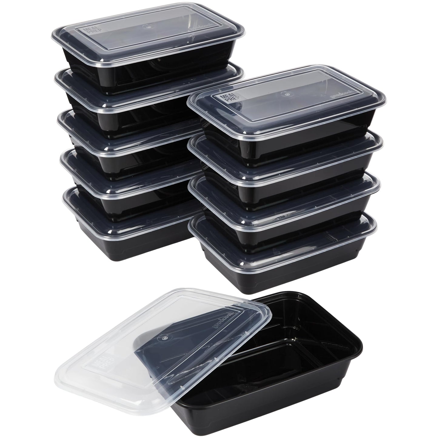 GoodCook Meal Prep Containers, Single Compartment 10-Pack, BPA-Free Reusable Food Storage, Black, Microwave & Freezer Safe, Stackable Meal Prep…