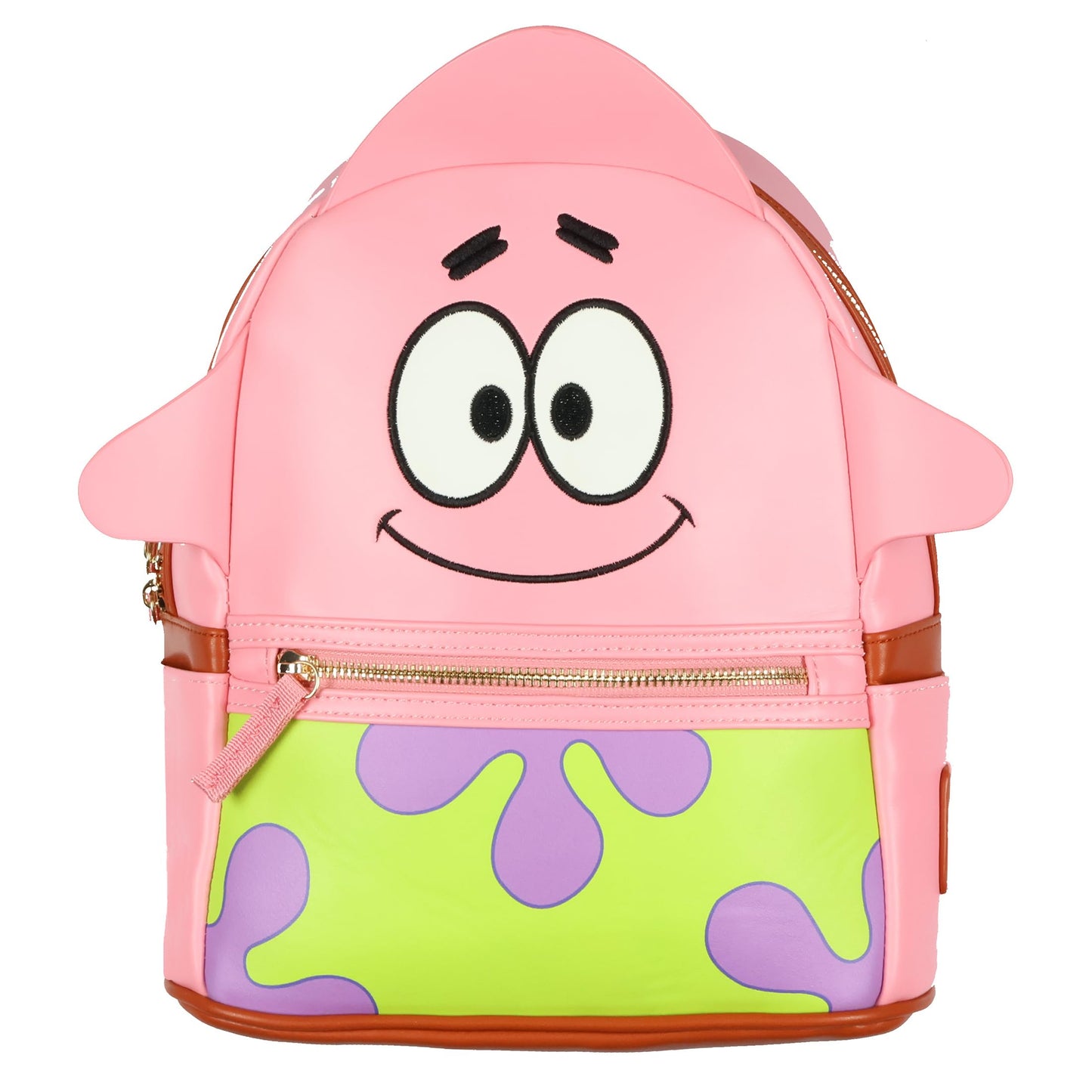INTIMO SpongeBob Squarepants Mini Backpack Patrick Embroidered Face with 3D Star Rays Purse Travel Bag