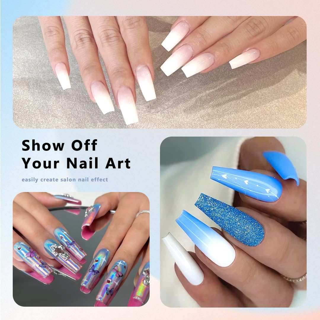 480PCS Nail Tips Clear False Nails Full Cover for Acrylic Fake Nails Kit 12 Sizes 2 Shapes Medium Coffin Medium Stiletto Pre-Shape for Salon Home DIY Beauty and Personal Care ELLEWIN