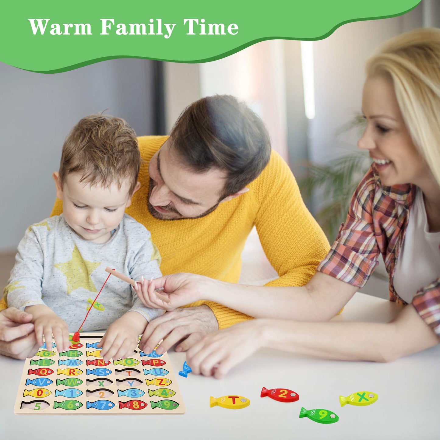 Magnetic Wooden Fishing Game for Toddlers – Alphabet & Number Catching Puzzle, Preschool Learning ABC Math Educational Toy for Kids Ages 3-5