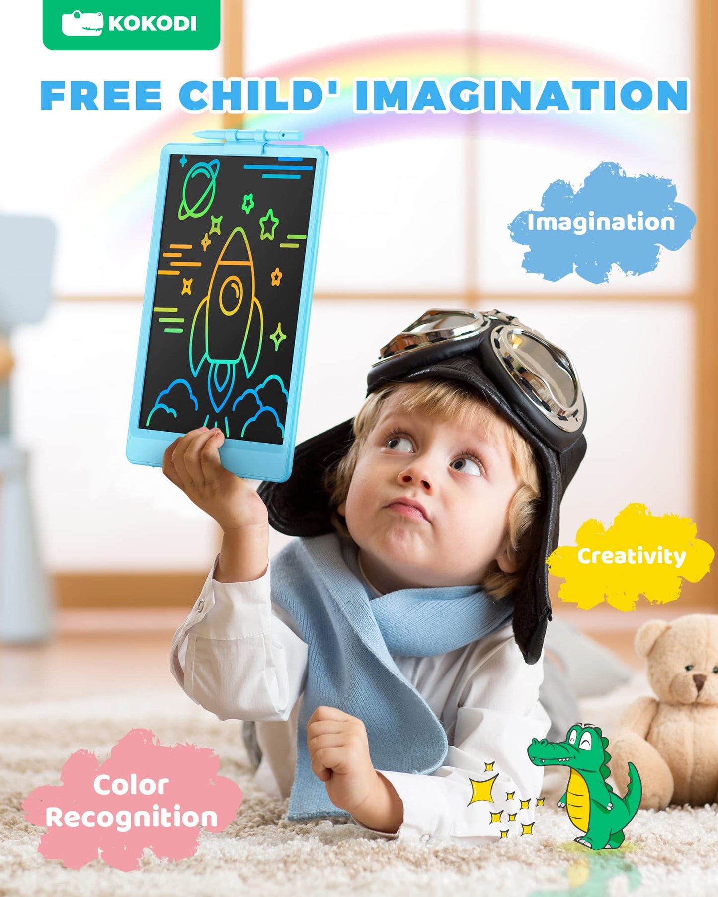 KOKODI LCD Writing Tablet, Gifts for 3 Years Old Boys and Girls，10 Inch Colorful Doodle Board Drawing Tablet, Erasable Reusable Electronic Drawing…