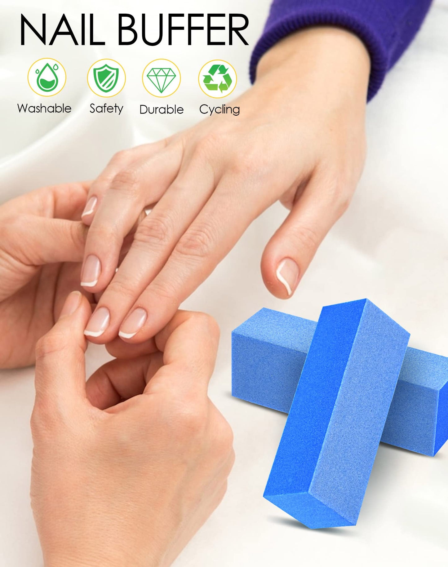 Maryton Nail Buffer Blocks, Fine Grit 180/240 Professional Salon Quality 3 Way Blue Buffing Blocks for Natural Nails - Buff Nails Prior to Application Beauty and Personal Care MARYTON
