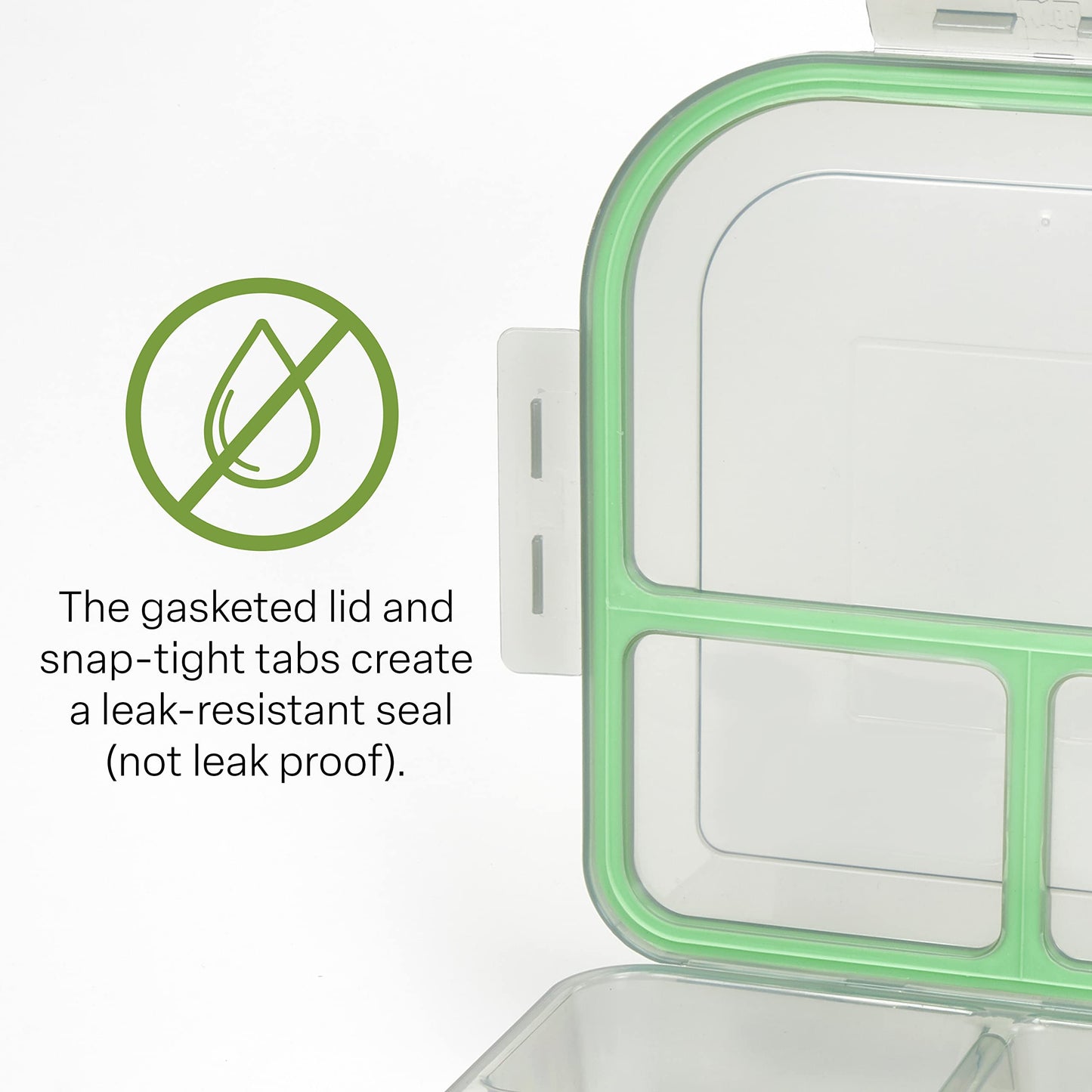 MyGo Container Large To-Go 3-Compartment Food Containers, Pack Of 3, 9-3/8" X 9-3/8" X 2-1/2", Reusable, Microwave Safe, NSF Certified, Smoke/Green