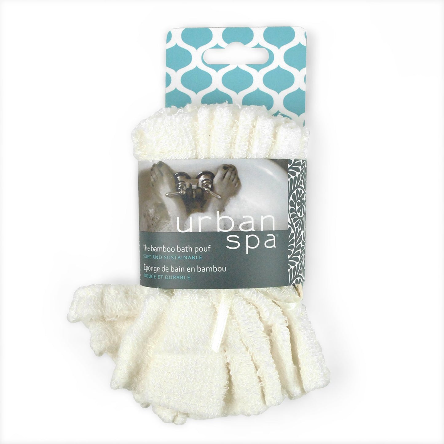 Urban Spa Natural Bamboo Bath and Shower Pouf Beauty and Personal Care Urban Spa