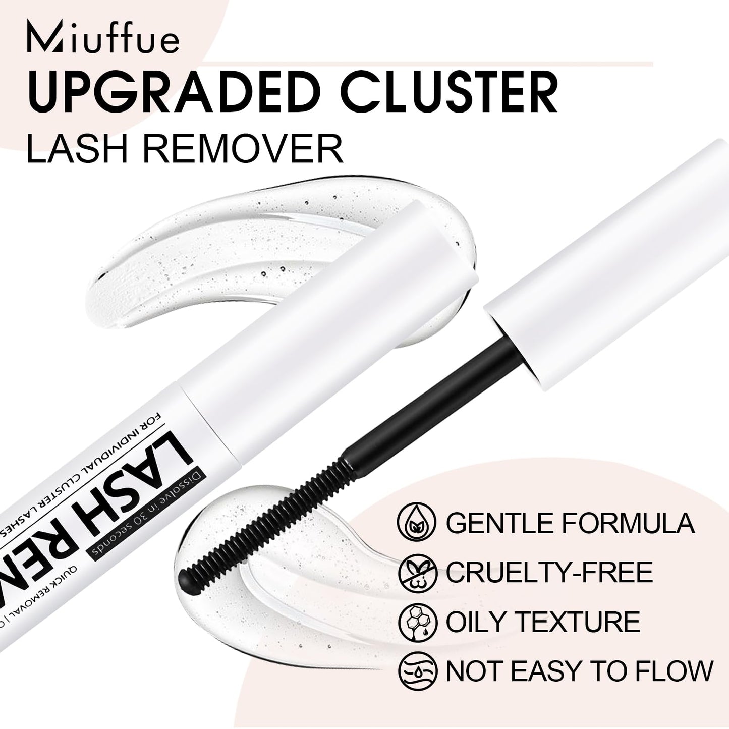 Miuffue Eyelash Glue Remover 5ML Cluster Lash Remover for False Lashes, Bond and Wispys, Gentle Non-irritating Mascara Wand Beauty and Personal Care Miuffue