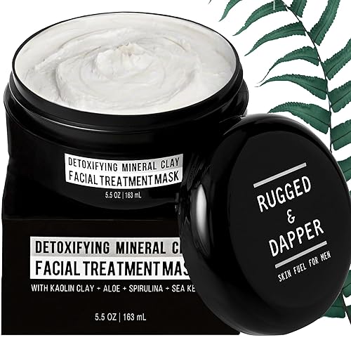 RUGGED & DAPPER - Premium Face Mask for Men - Deep Pore Cleansing Treatment - Fights Blackheads + Acne + Excess Oil - USA Made with Natural Kaolin
